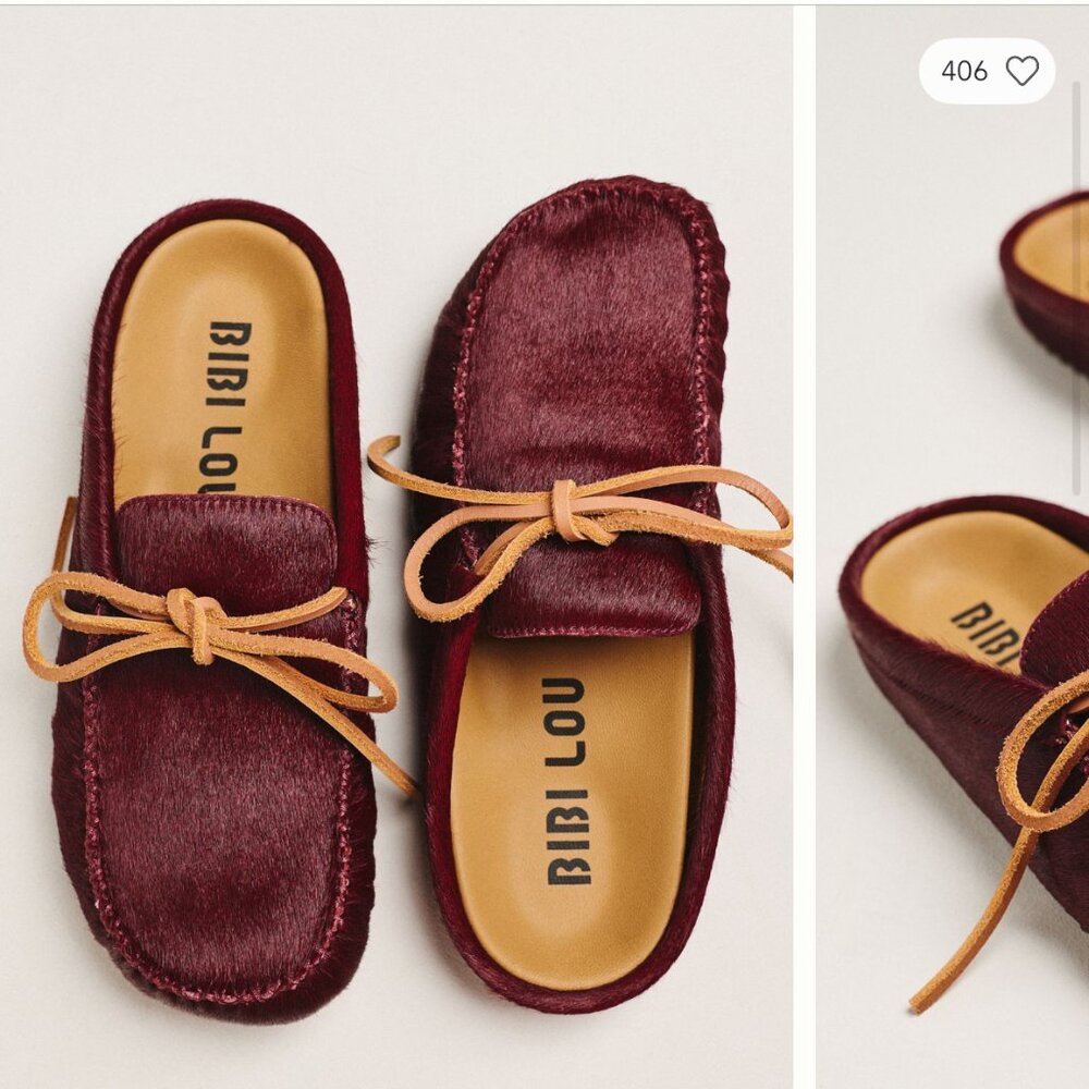 Bibi Lou Women's Burgundy Mule Clogs with Tan Bow